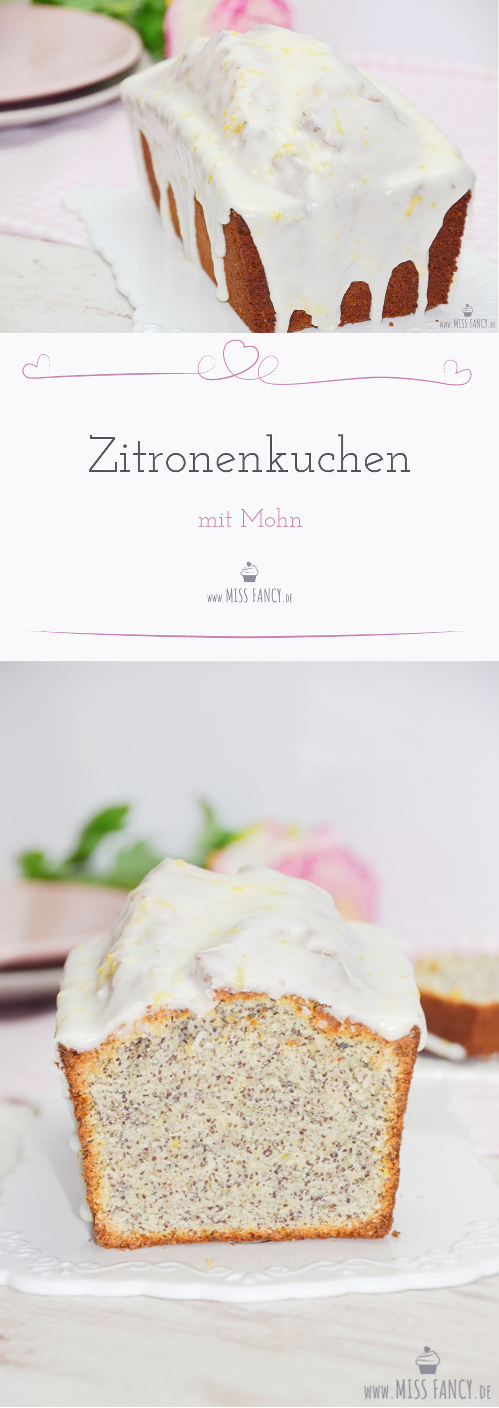 Leckerer Zitronenkuchen mit einer Puderzuckerglasur